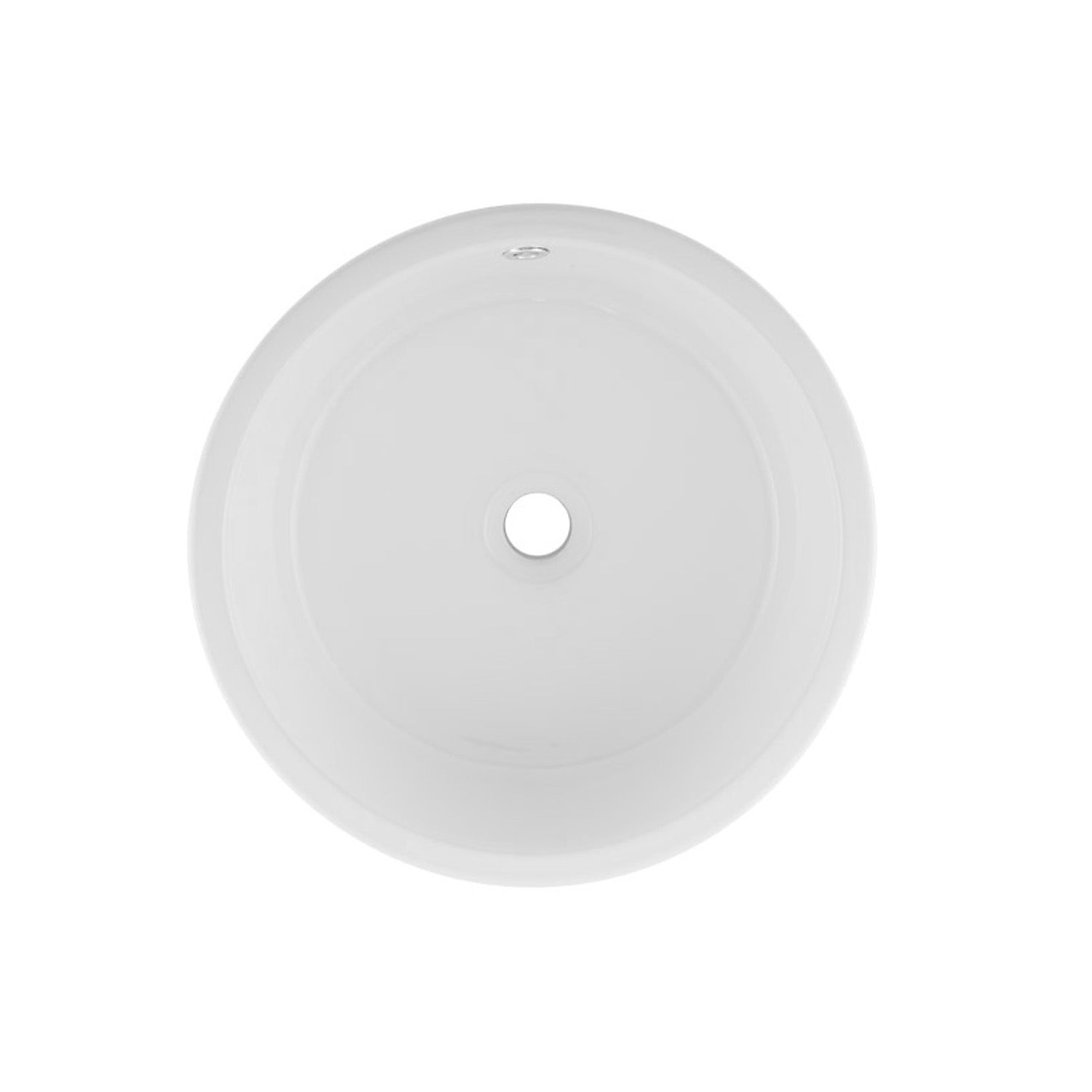 Lavabo redondo de cerámica para baño de un solo tazón DAX, acabado blanco, 16-1/2 x 4-1/2 pulgadas (BSN-218)