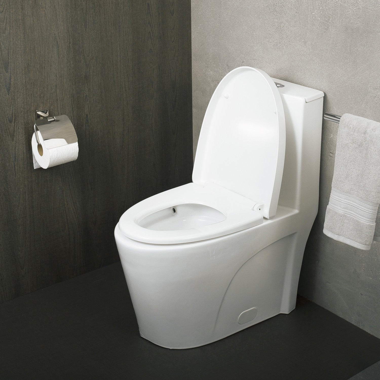DAX One Piece Oval Toilet with Soft Closing Seat and Dual Flush High-Efficiency, Porcelain, White Finish, Height 31 Inches (BSN-CL12011)