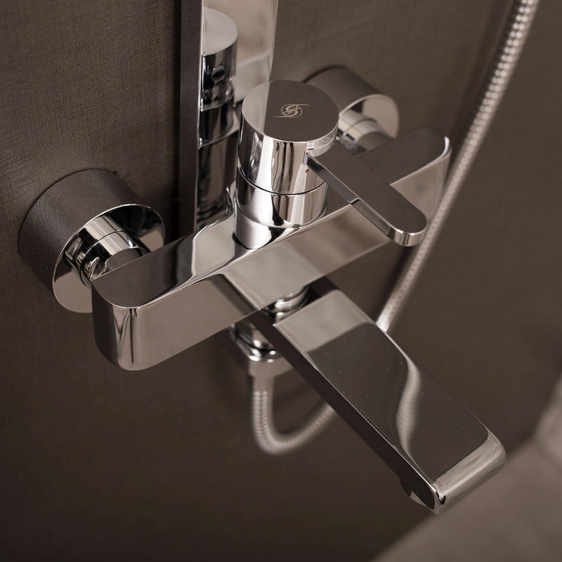 DAX Shower System, Faucet Set, with Shower Tub Trim and Hand Shower, Wall Mount, Brass Body, Chrome Finish (DAX-8166C-CR)
