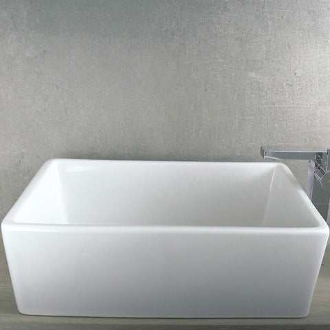 DAX Lavabo rectangular de cerámica para baño de un solo tazón, acabado blanco, 24-9/16 x 16-1/8 x 6-1/2 pulgadas (BSN-285K)