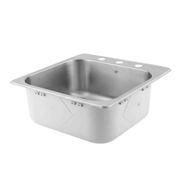 DAX  Single Bowl Top Mount Kitchen Sink, 20 Gauge Stainless Steel, Brushed Finish , 20 x 20-1/2 x 7 Inches (DAX-OM-2020)