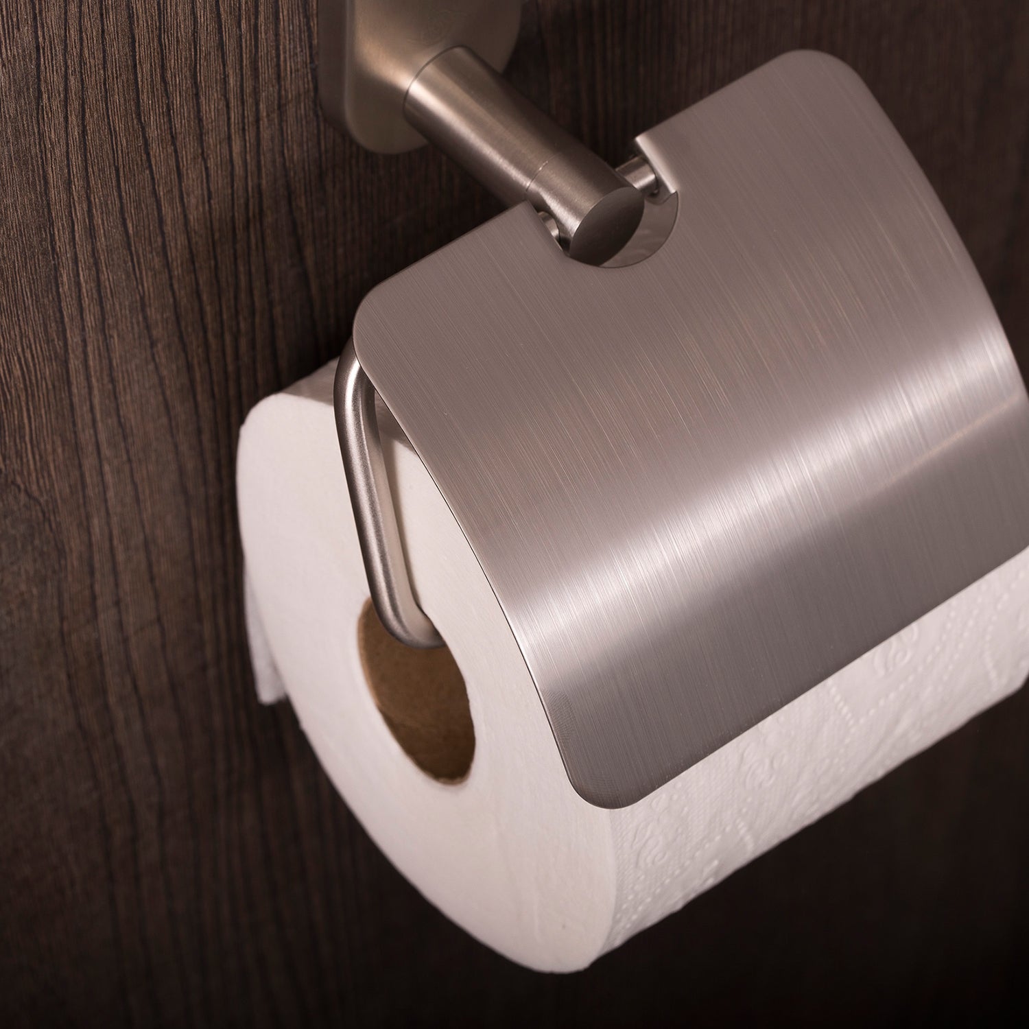 DAX Toilet Paper Holder with Cover, Right Opening, Wall Mount, Stainless Steel Body, Polish Finish, 5-1/2 x 7-5/16 x 2-3/8 Inches (DAX-G0207-P)