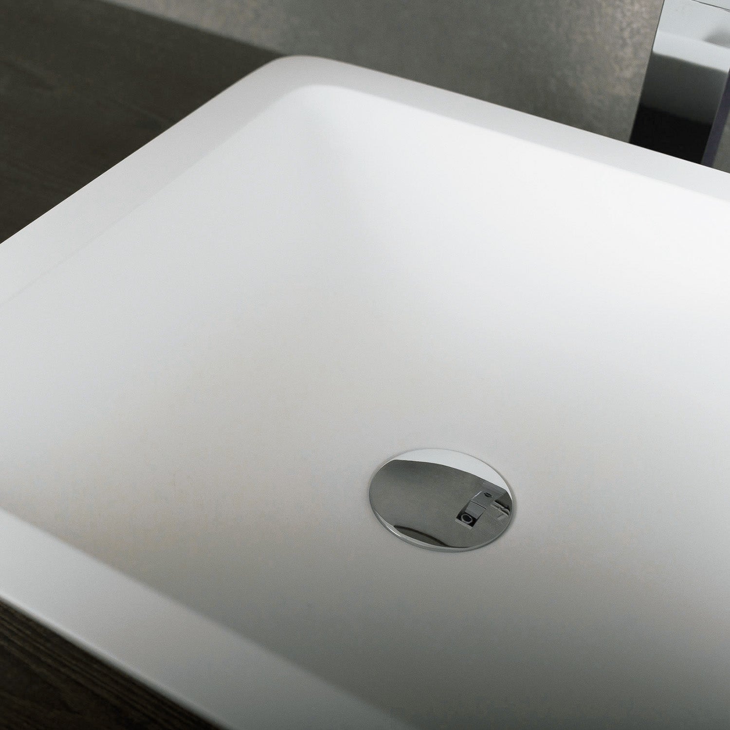 DAX Solid Surface Square Single Bowl Bathroom Vessel Sink, White Matte Finish, 16-1/2 x 16-1/2 x 4 Inches (DAX-AB-1320)