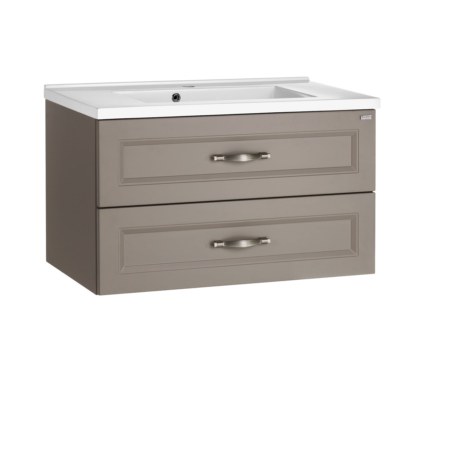 24" Single Vanity, Wall Mount, 2 Drawers with Soft Close, Mink Matt, Serie Class by VALENZUELA