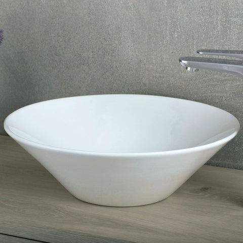 Lavabo redondo de cerámica para baño de un solo tazón DAX, acabado blanco, 17 x 5-1/2 pulgadas (BSN-234)