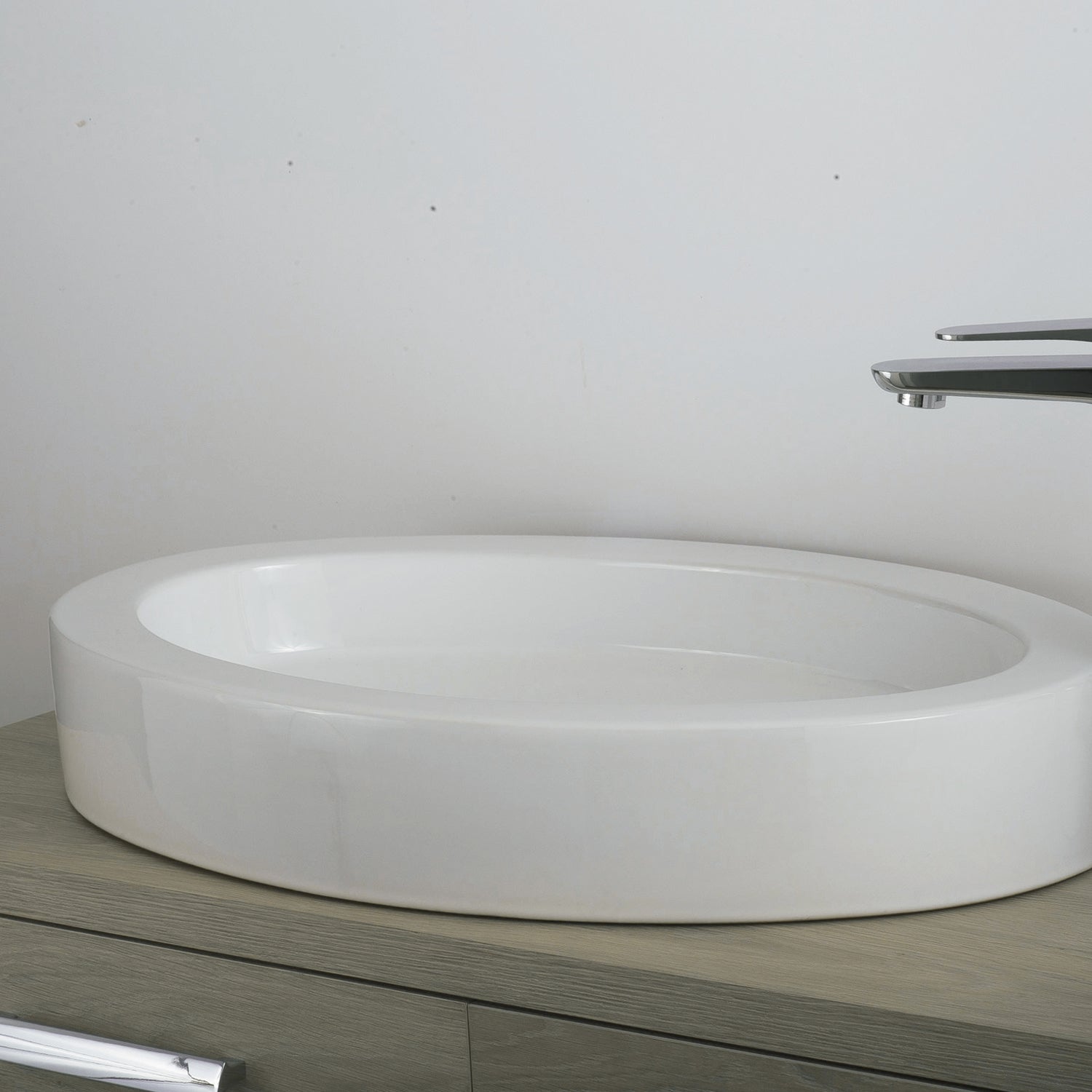 DAX Lavabo ovalado de cerámica para baño de un solo tazón, acabado blanco, 25 x 16-1/3 x 3-1/2 pulgadas (BSN-CL1219)