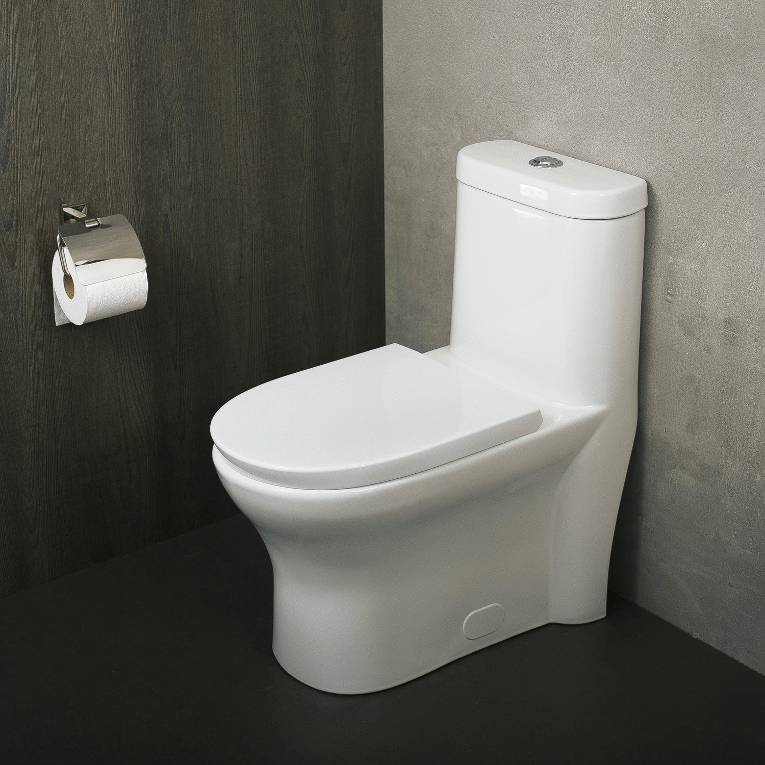 DAX Inodoro ovalado de una pieza con asiento de cierre suave y doble descarga de alta eficiencia, porcelana, acabado blanco, altura 29-1/2 pulgadas (BSN-832)