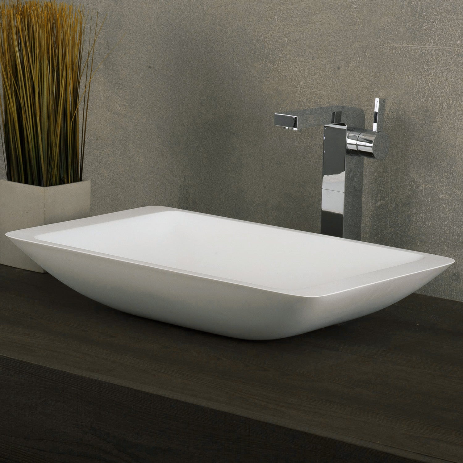 DAX Lavabo rectangular de superficie sólida para baño de un solo tazón, acabado blanco mate, 22-7/8 x 13-3/8 x 4 pulgadas (DAX-AB-1321)