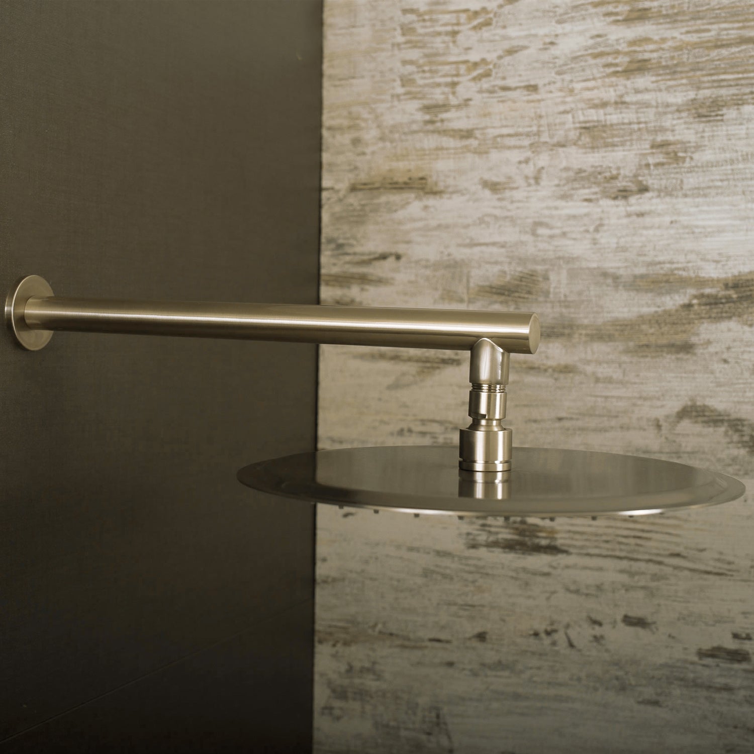 DAX Round Shower Arm, Brass Body, Wall Mount, Brushed Nickel Finish, 15 Inches (D-F04-15-BN)
