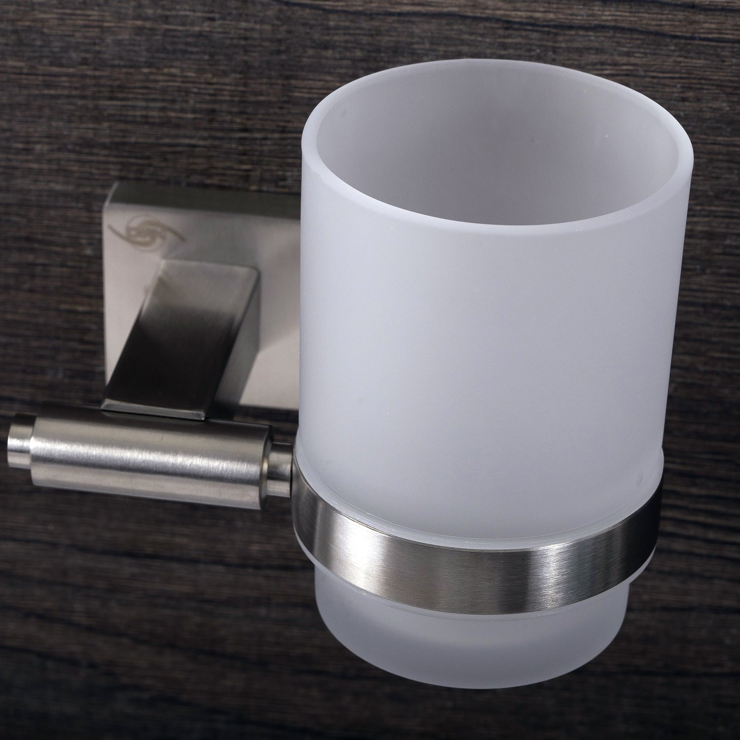 DAX Bathroom Single Tumbler Toothbrush Holder, Wall Mount Stainless Steel with Glass Cup, Polish Finish, 3-3/4 x 3-3/4 x 4-1/2 Inches (DAX-G0106-P)