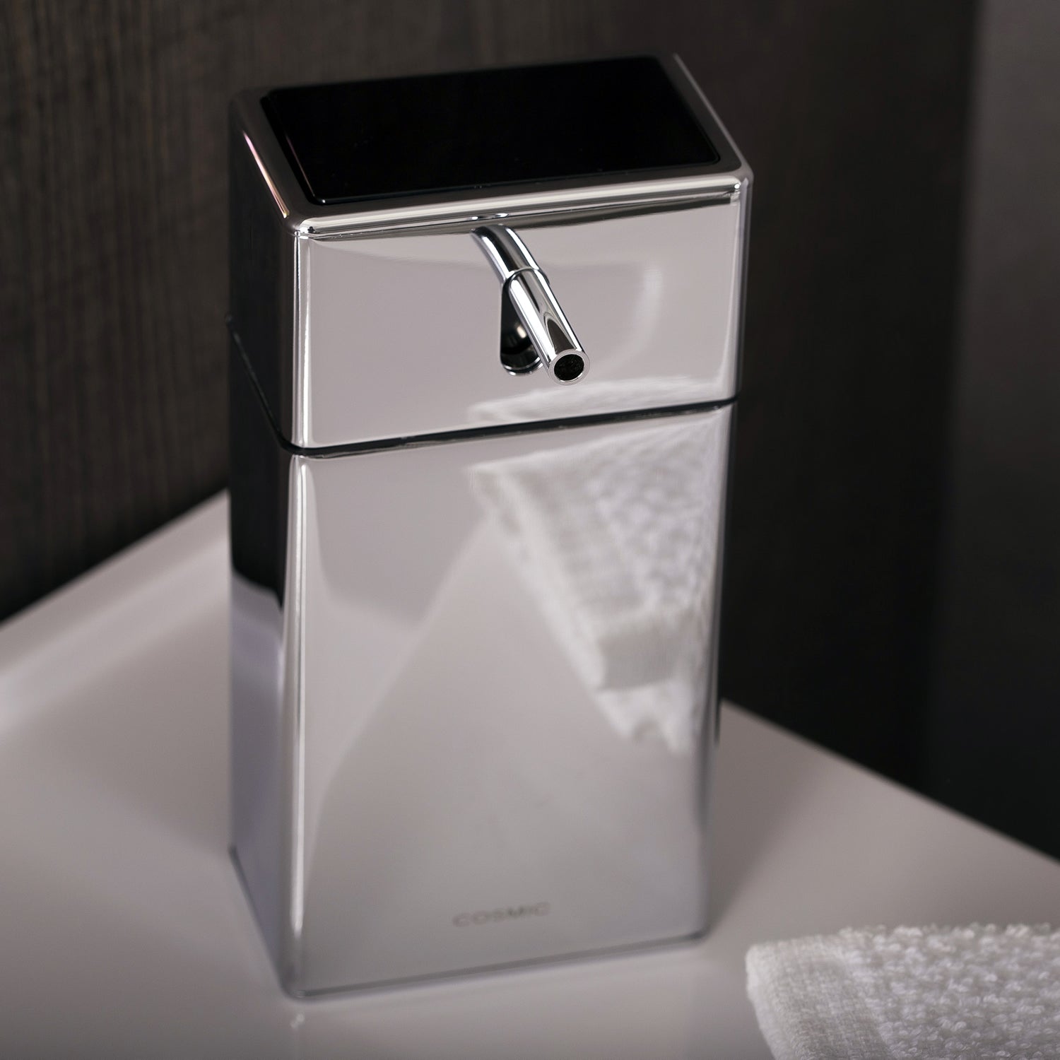 COSMIC Extreme Soap Dispenser, Wall Mount, Plastic, Chrome - Black Finish, 3-1/8 x 6-5/16 x 3-3/8 Inches (2530105)