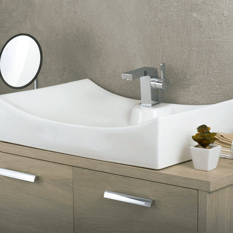 DAX Lavabo rectangular de cerámica para baño de un solo tazón, acabado blanco, 27-1/8 x 16-1/8 x 5-1/4 pulgadas (BSN-280A)