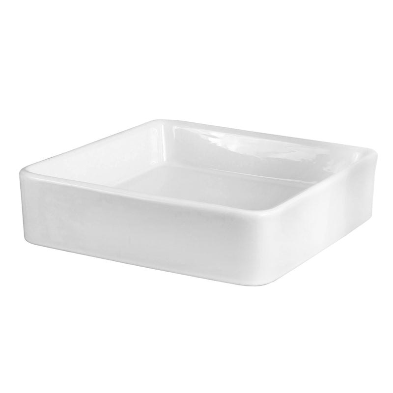 DAX Lavabo cuadrado de cerámica para baño de un solo tazón, acabado blanco, 15-5/16 x 15-5/16 x 2-5/16 pulgadas (BSN-285C)