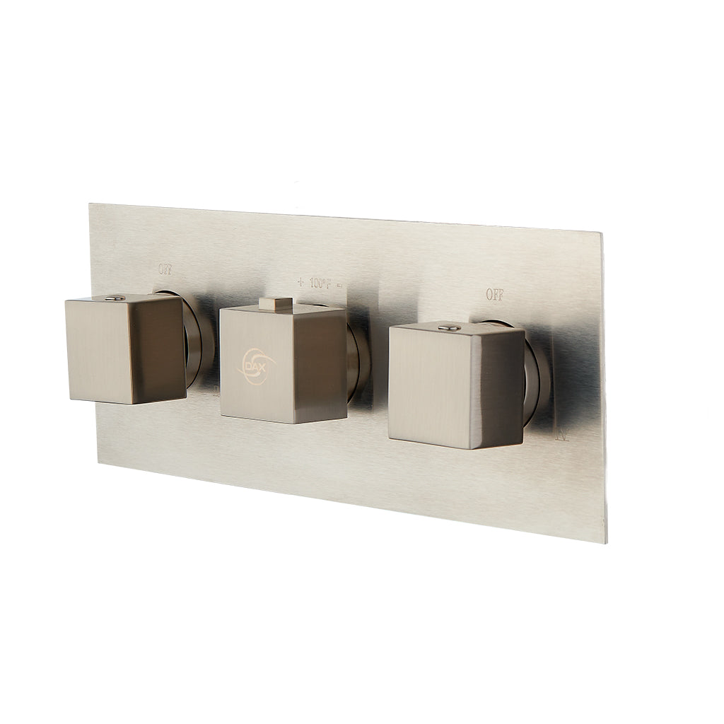 DAX Square Concealed Valve. Thermostatic Mixer with 4 Function Diverter. Brushed Nickel Finish (DAX-1058-SQ-BN)