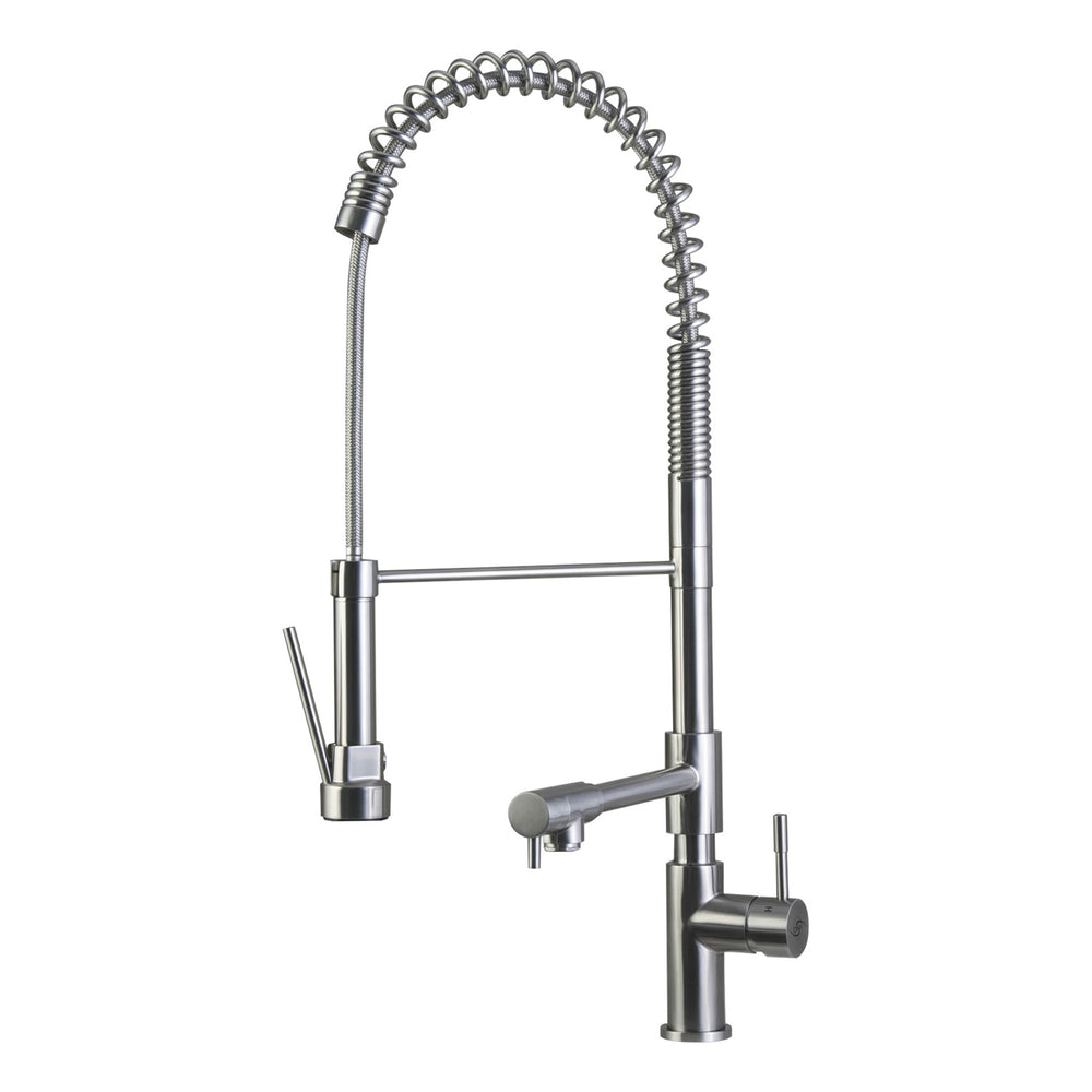 DAX Commercial Style Pull Down Kitchen Faucet with Double Spout, Swive