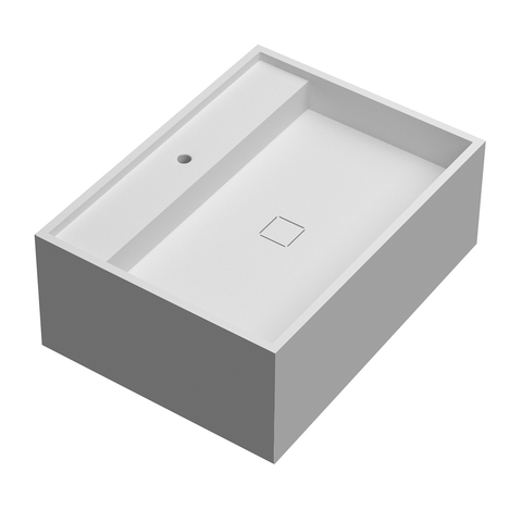 PERSE - Recipiente de piedra compacta natural blanca de 32 pulgadas (56650080-WH)