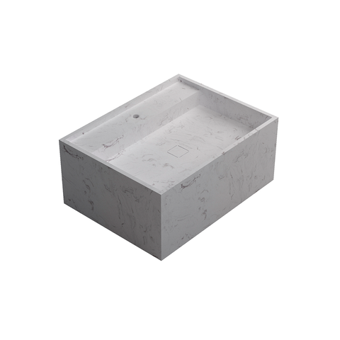 PERSE Recipiente de piedra compacta natural Calacatta de 32 pulgadas (56650080-CL)