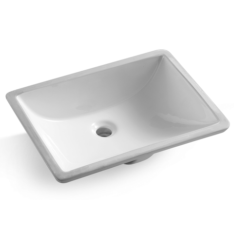 Lavabo de baño bajo encimera cuadrado de cerámica DAX - 18"x13" (BSN-202M-W)