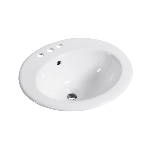 DAX Fregadero de baño de cerámica de un solo tazón con montaje superior, acabado blanco, 19-11/16 x 17-11/16 x 8-1/4 pulgadas (BSN-209-W) 