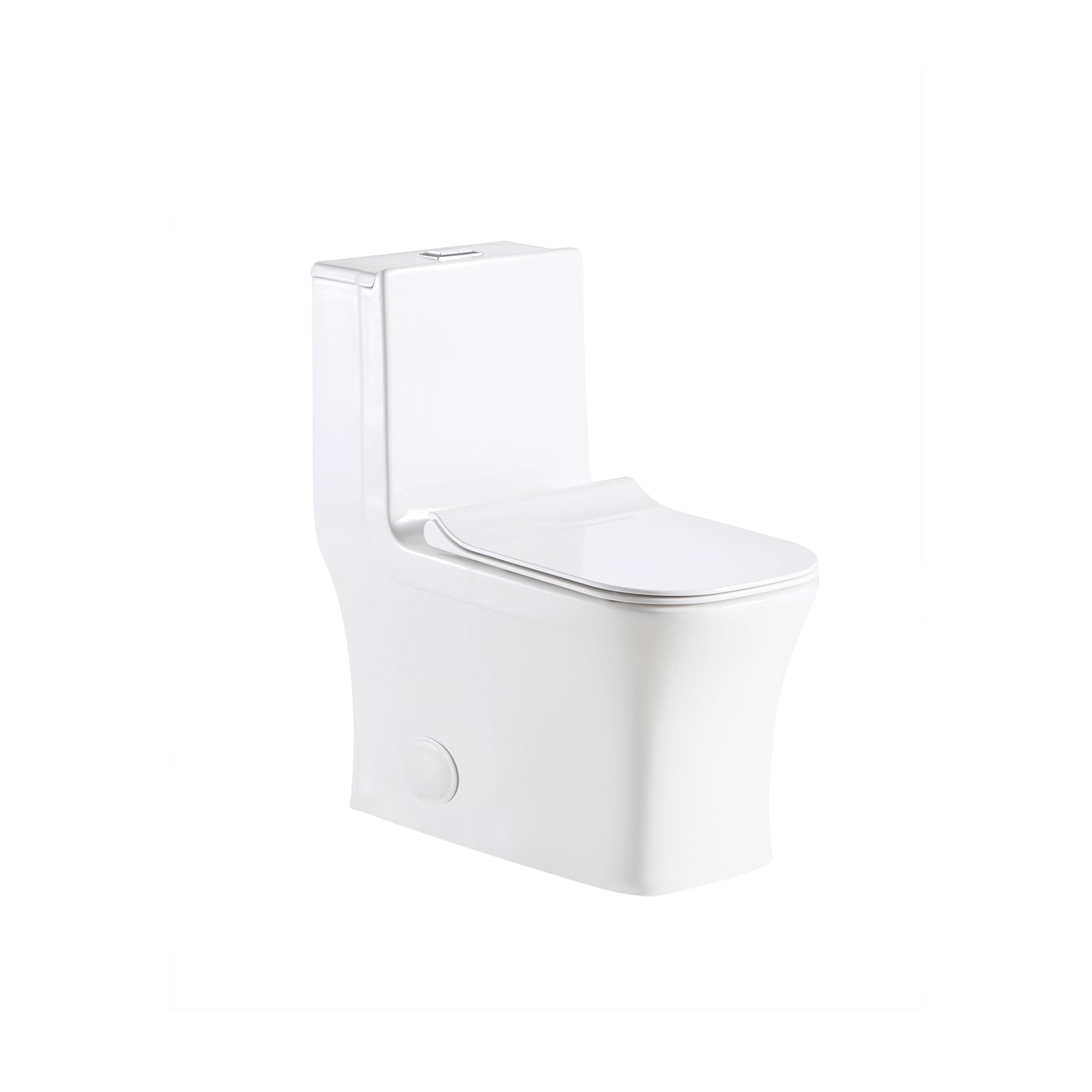 DAX One Piece Square Toilet with Soft Closing Seat and Dual Flush  High-Efficiency, Porcelain, White Finish, Height 28-3/4 Inches (BSN-835)