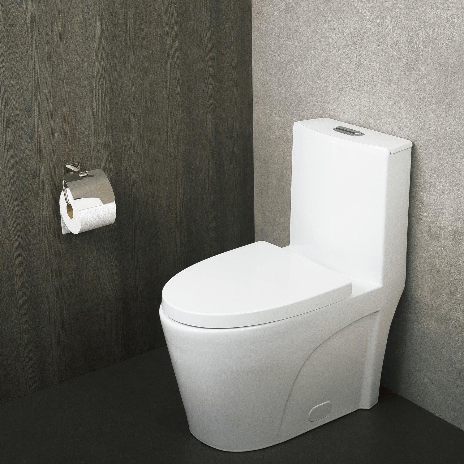 DAX One Piece Oval Toilet with Soft Closing Seat and Dual Flush High-Efficiency, Porcelain, White Finish, Height 31 Inches (BSN-CL12011)