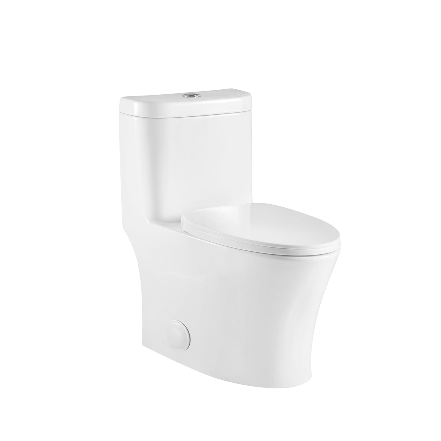 DAX One Piece Oval Toilet with Soft Closing Seat and Dual Flush High-Efficiency, Porcelain, White Finish, Height 29-3/4 Inches (BSN-CL12243)