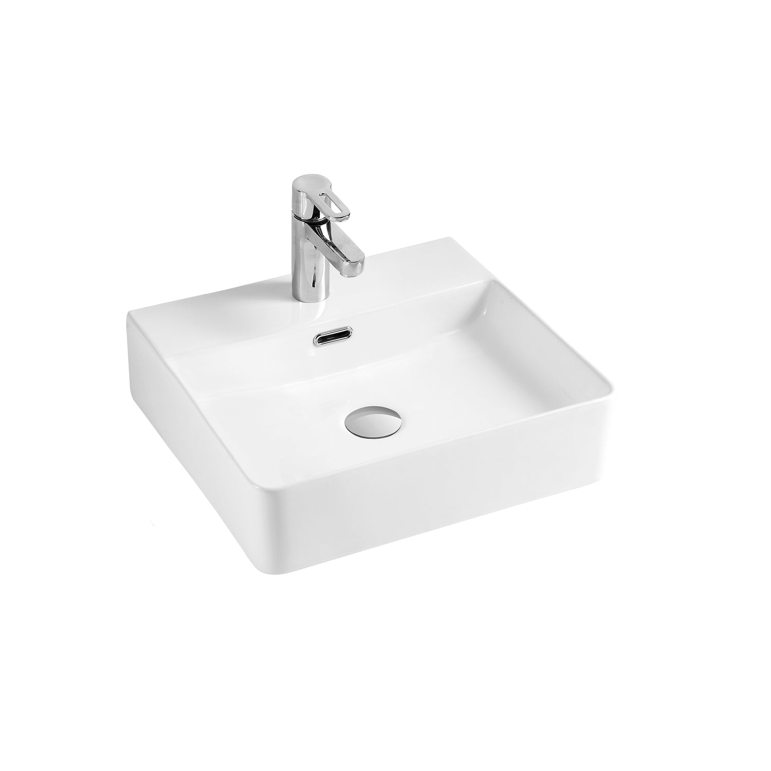 DAX  Ceramic Square Single Bowl Bathroom Vessel Basin (BSN-CL1274)