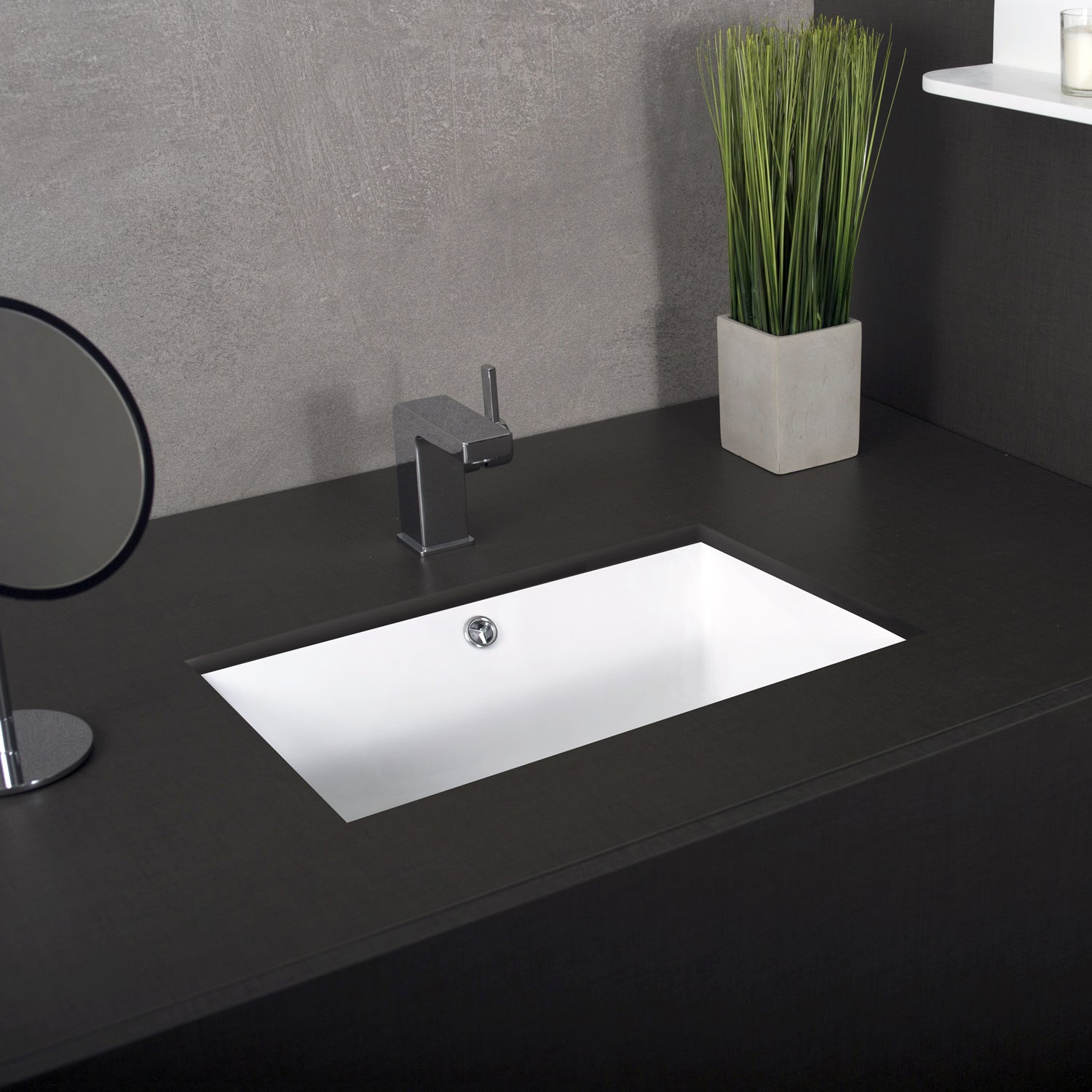 DAX Ceramic Rectangle Single Bowl Undermount Bathroom Sink, White Finish, 20-11/16" x 13-3/4 x 7-1/4 Inches (BSN-CL2023)