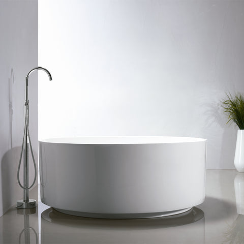 DAX Round Freestanding Acrylic Bathtub - Glossy White Finished - 55 inches diameter (BT-8028)
