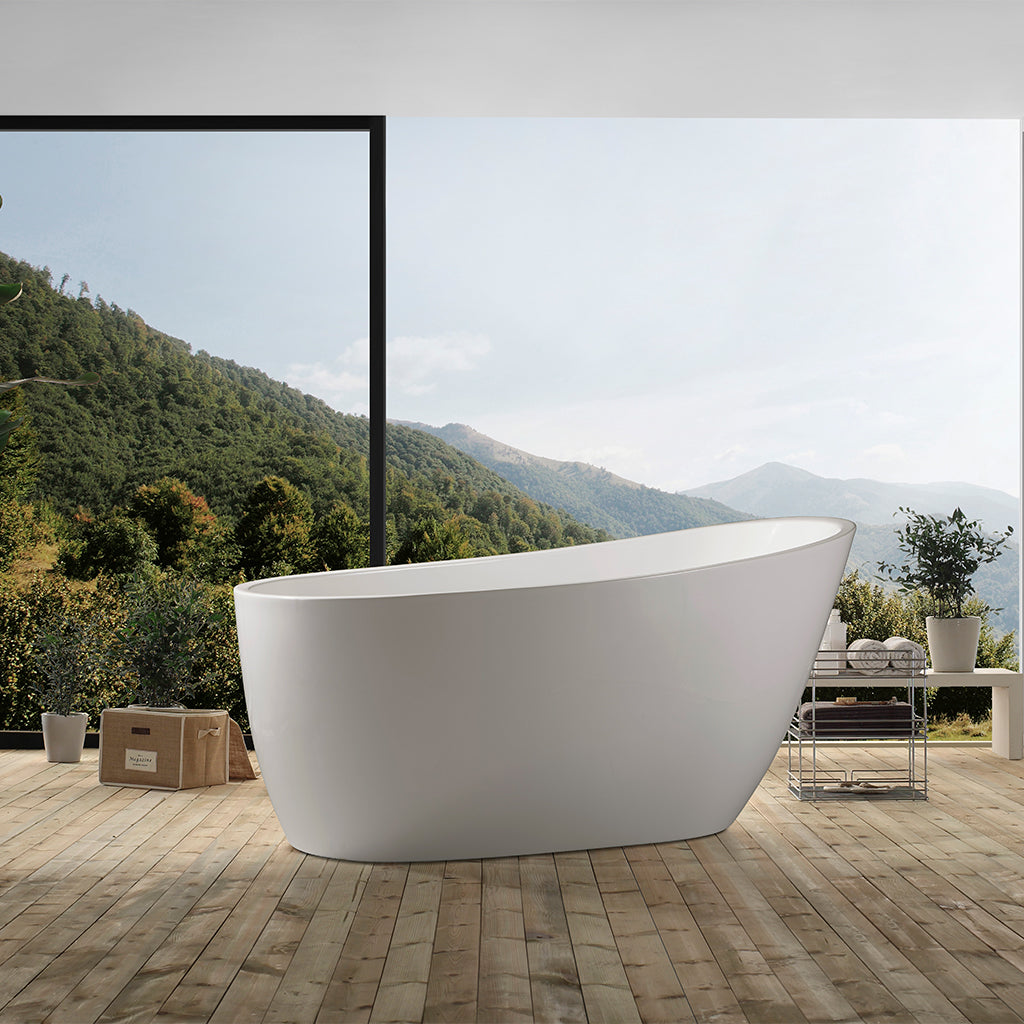 DAX Oval Freestanding Acrylic Bathtub - Glossy White Finished -67 inches  (BT-8099)