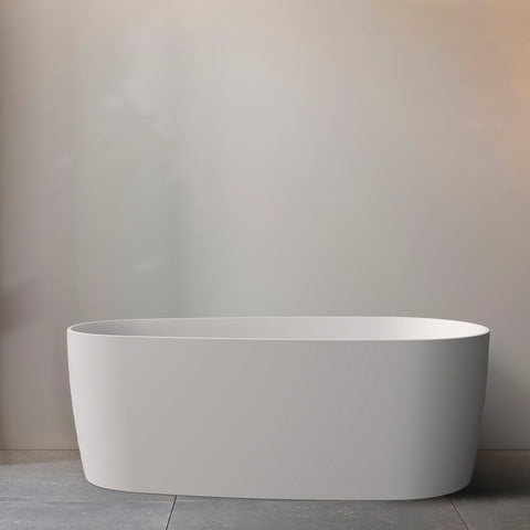 Bañera acrílica independiente ovalada DAX, acabado en blanco mate, 59 pulgadas (BT-8365-M)