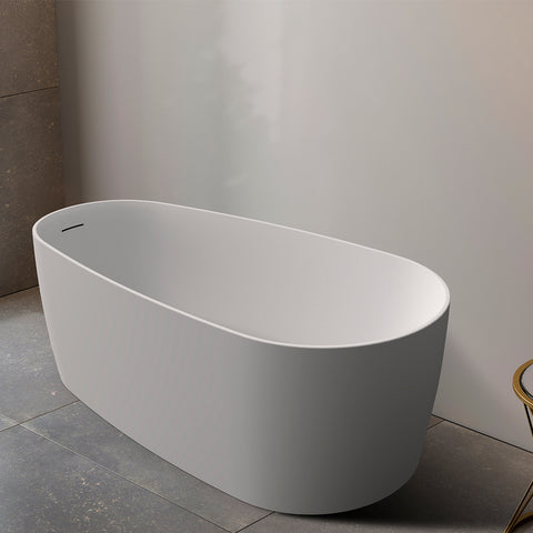 Bañera acrílica independiente ovalada DAX - Acabado en blanco brillante -59 pulgadas (BT-8365)