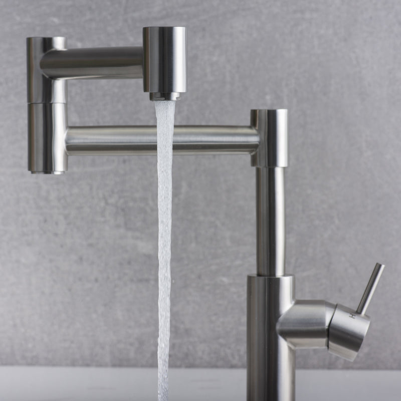 Grifo de cocina para fregadero moderno DAX, monomando, cuerpo de acero inoxidable, acabado de acero inoxidable cepillado, tamaño 7-1/2 x 12-3/4 pulgadas (DAX-006-01) 