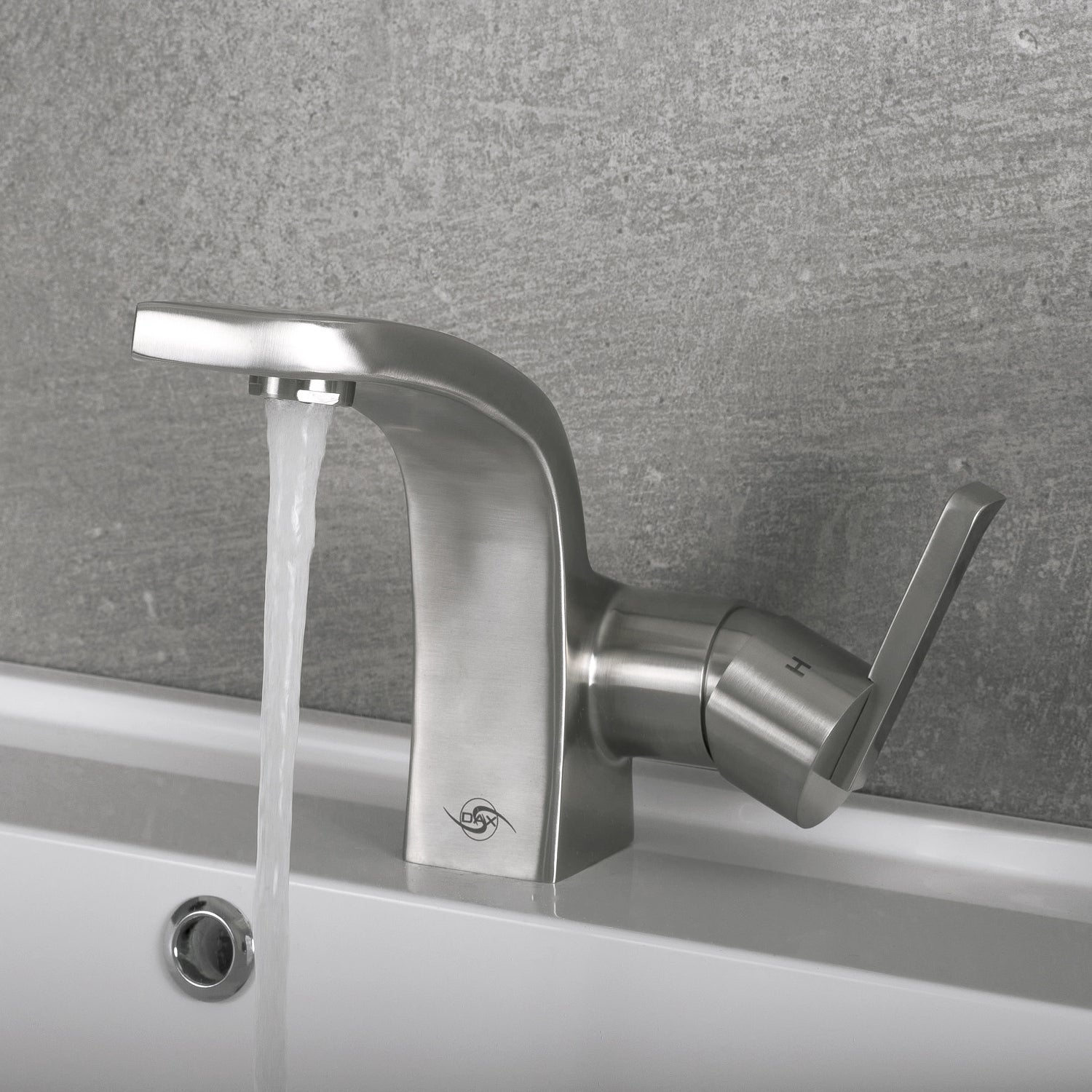 DAX Single Handle Bathroom Faucet, Stainless Steel Body, Brushed Finish, 4-13/16 x 6-1/16 Inches (DAX-010-05)