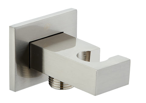Soporte de ducha de mano cuadrado de latón Dax con conector de manguera acabado en níquel cepillado (DAX-078-BN)