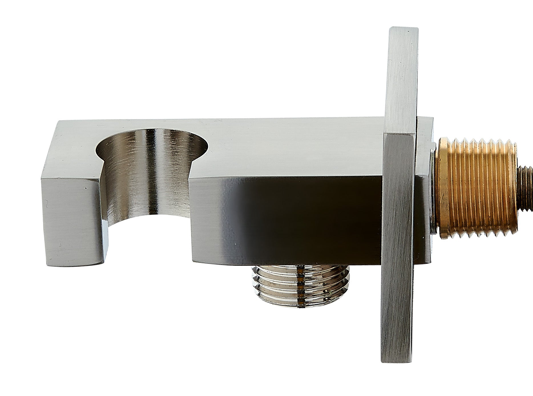 Soporte de ducha de mano cuadrado de latón Dax con conector de manguera acabado en níquel cepillado (DAX-078-BN)