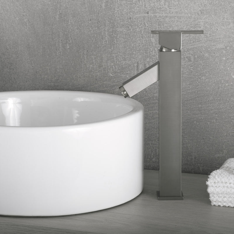 DAX Grifo monomando para lavabo de baño, cuerpo de latón, acabado cepillado, 3-1/8 x 12-9/16 pulgadas (DAX-1282-BN) 
