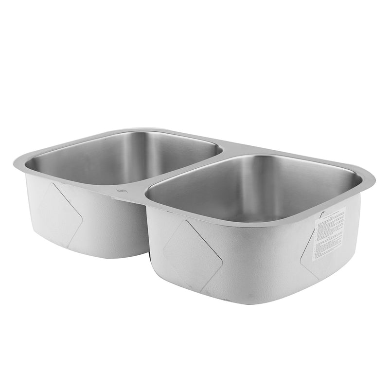 Fregadero de cocina DAX 50/50 de doble cuenco, acero inoxidable de calibre 18, acabado cepillado, 29-1/8 x 18-1/2 x 8 pulgadas (DAX-2918) 