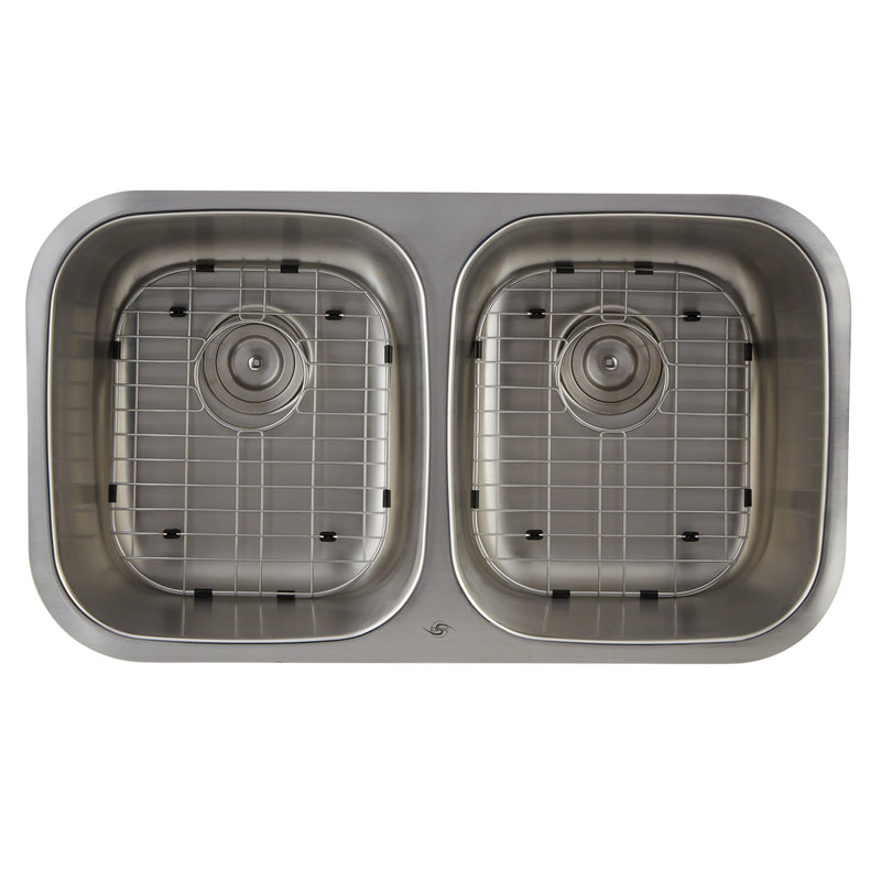 Fregadero de cocina DAX 50/50 de doble cuenco, acero inoxidable de calibre 18, acabado cepillado, 32-1/4 x 18-1/2 x 9 pulgadas (DAX-3118) 