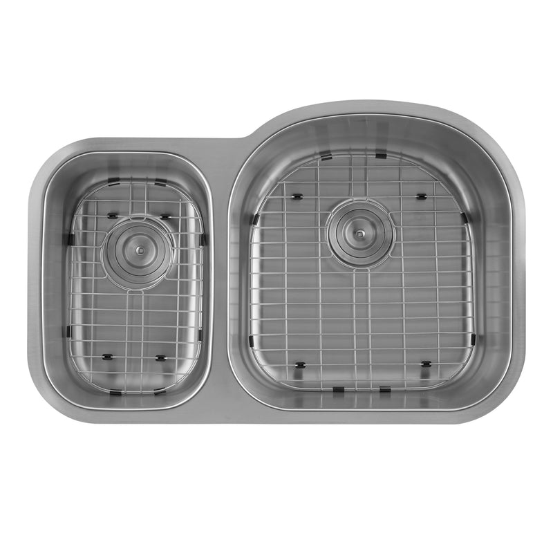 Fregadero de cocina DAX 30/70 de doble cuenco, acero inoxidable de calibre 18, acabado cepillado, 31-1/2 x 20-1/2 x 9 pulgadas (DAX-3121R) 