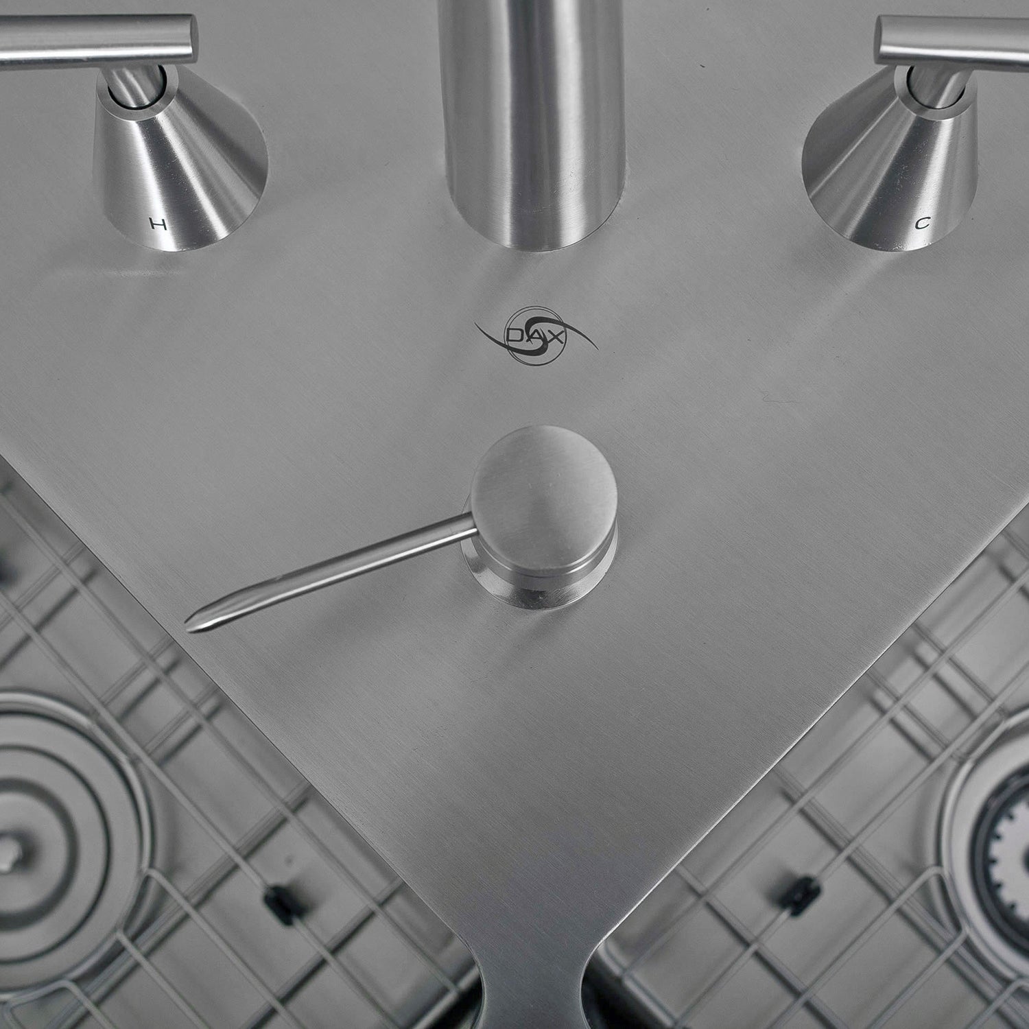DAX Handmade Corner Kitchen Sink, 16 Gauge, Brushed Stainless Steel Finish, 44-3/8 x 23-1/2 x 10 Inches (DAX-334)