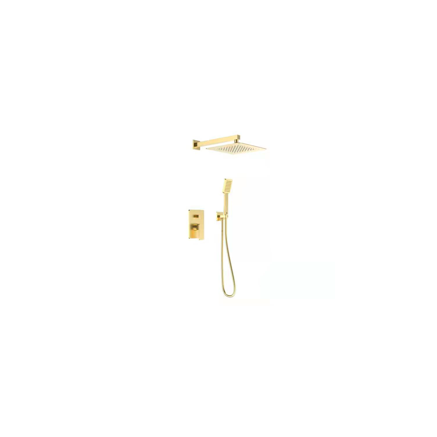 DAX Square Shower System with Hand Shower Brushed Gold Finish (DAX-6813B-BG)