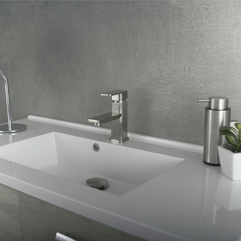 DAX Single Handle Bathroom Faucet, Brass Body, Brushed Finish, 5-15/16 x 6-1/8 Inches (DAX-8510-BN)