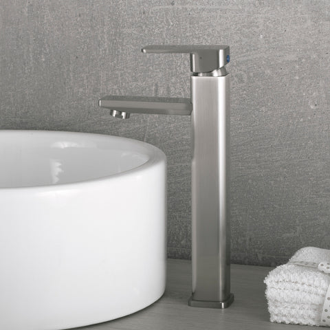 DAX Grifo monomando para lavabo de baño, cuerpo de latón, acabado cepillado, 4-1/4 x 11-15/16 pulgadas (DAX-8510B-BN) 