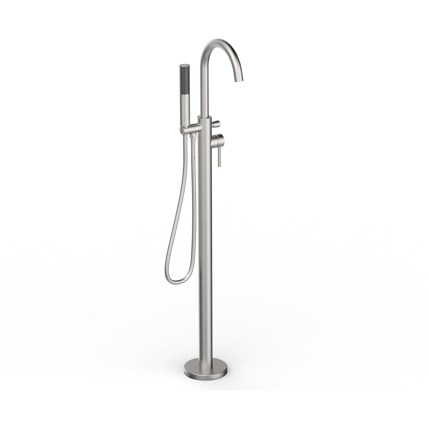 DAX Freestanding Tub Filler with Hand Shower and Gooseneck Spout Brushed Nickel Finish (DAX-8823-BN)