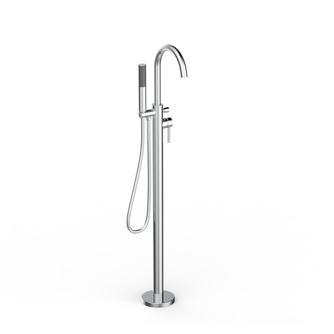 DAX Freestanding Tub Filler with Hand Shower and Gooseneck Spout Chrome Finish (DAX-8823-CR)