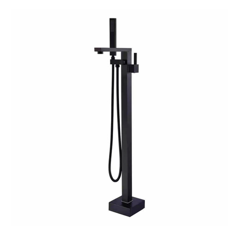 DAX Freestanding Tub Filler with Hand Shower and Square Spout Matt Black Finish (DAX-8833-BL)