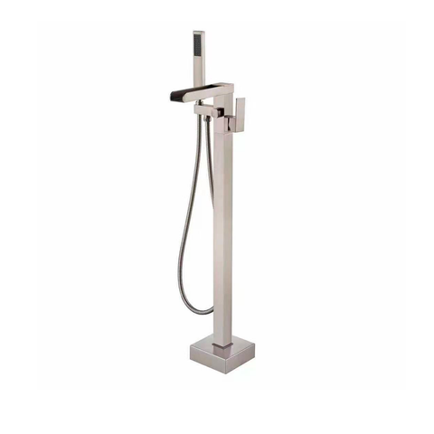 Llenador de bañera independiente DAX con ducha de mano y boquilla de cascada Acabado en níquel cepillado (DAX-8853-BN) 