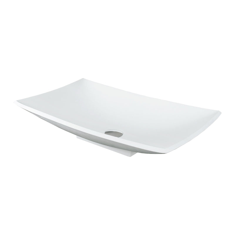 DAX Lavabo rectangular de superficie sólida para baño de un solo tazón, acabado blanco mate, 25-2/5 x 15-3/8 x 5-3/4 pulgadas (DAX-AB-1325)