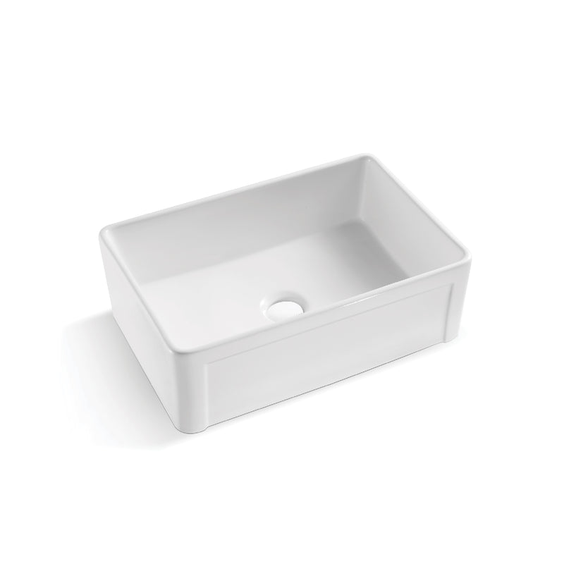 DAX Farmhouse Single Bowl Kitchen Sink, Fine Porcelain, White Finish, 30 x 20 x 10 Inches (DAX-C3020)
